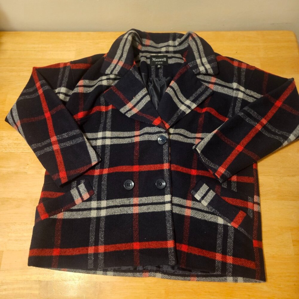 Women's XL Plaid Pea coat